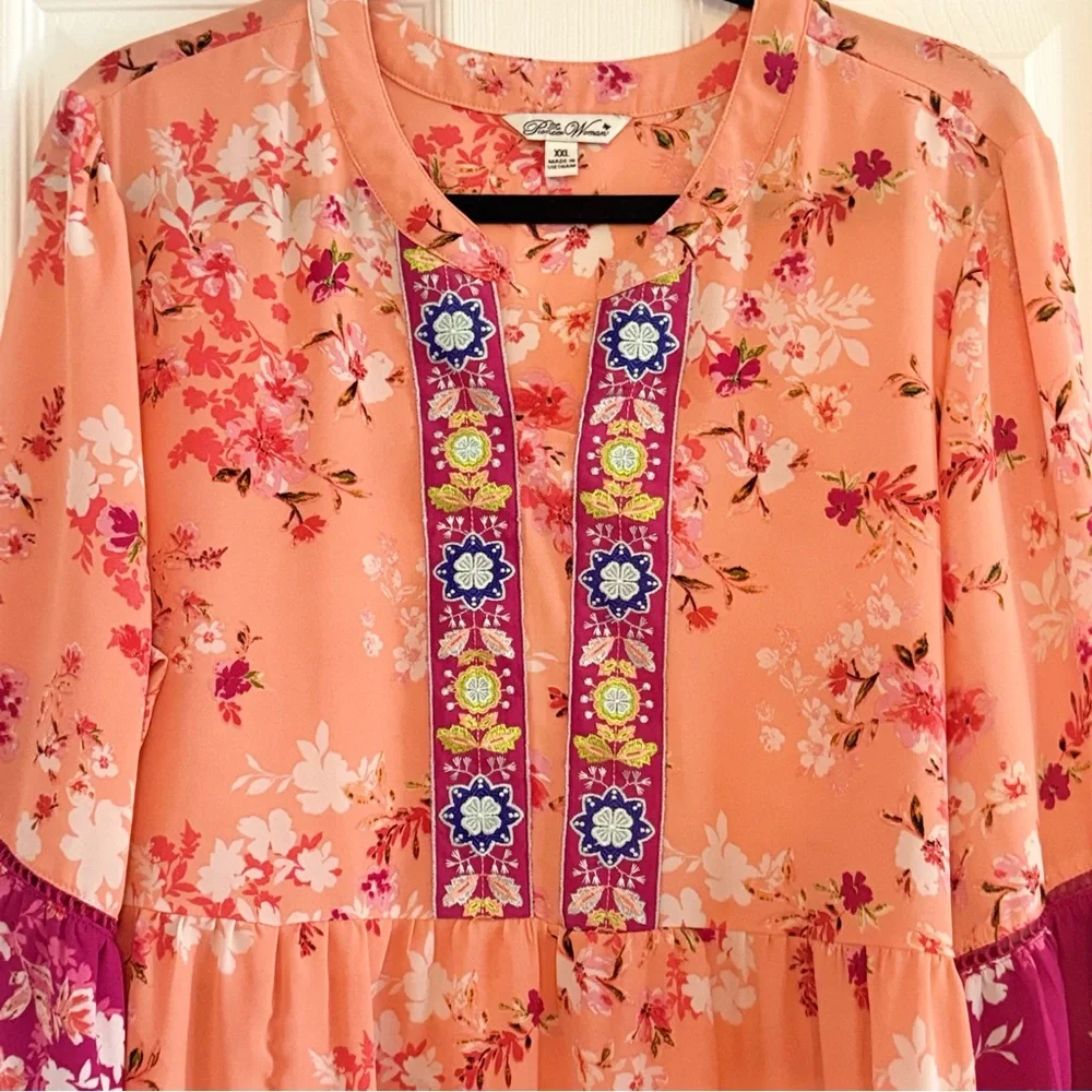 The Pioneer Woman Floral Tunic in Orange and Pink - Picture 6 of 10